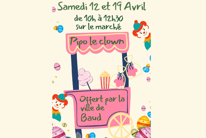 Pipo Le Clown au marché hebdomadaire